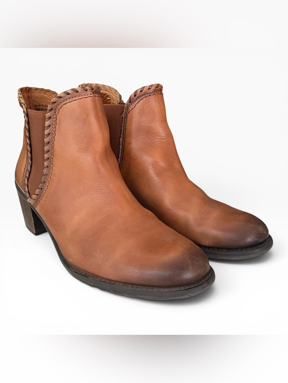 Pikolinos Andorra Ankle Leather Pull on Heel Bootie Brandy Boots Size 41/US 10